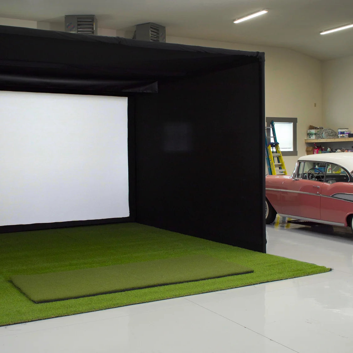 diy golf sim enclosure garage setup