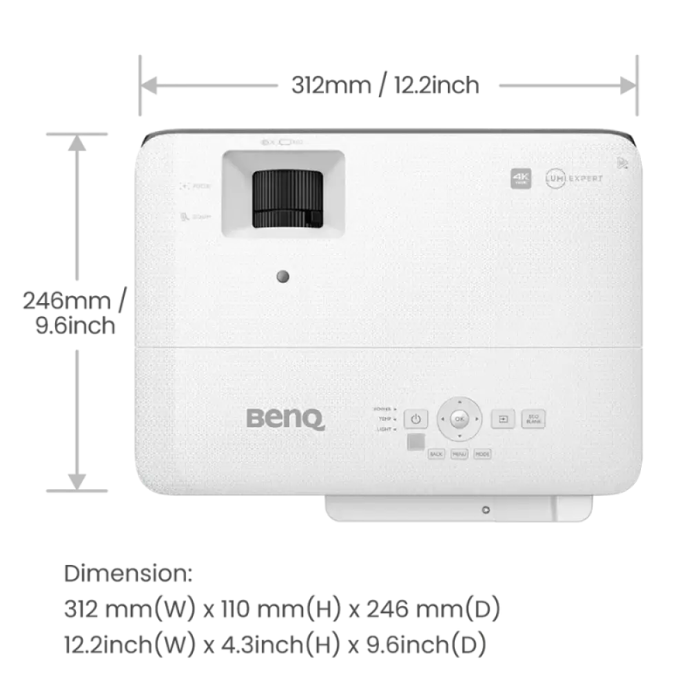 benq 4k projector TK700STi top dimensions