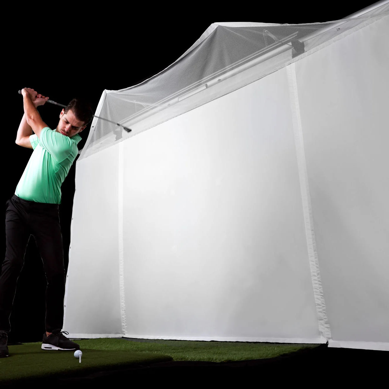 golf simulator bay side view