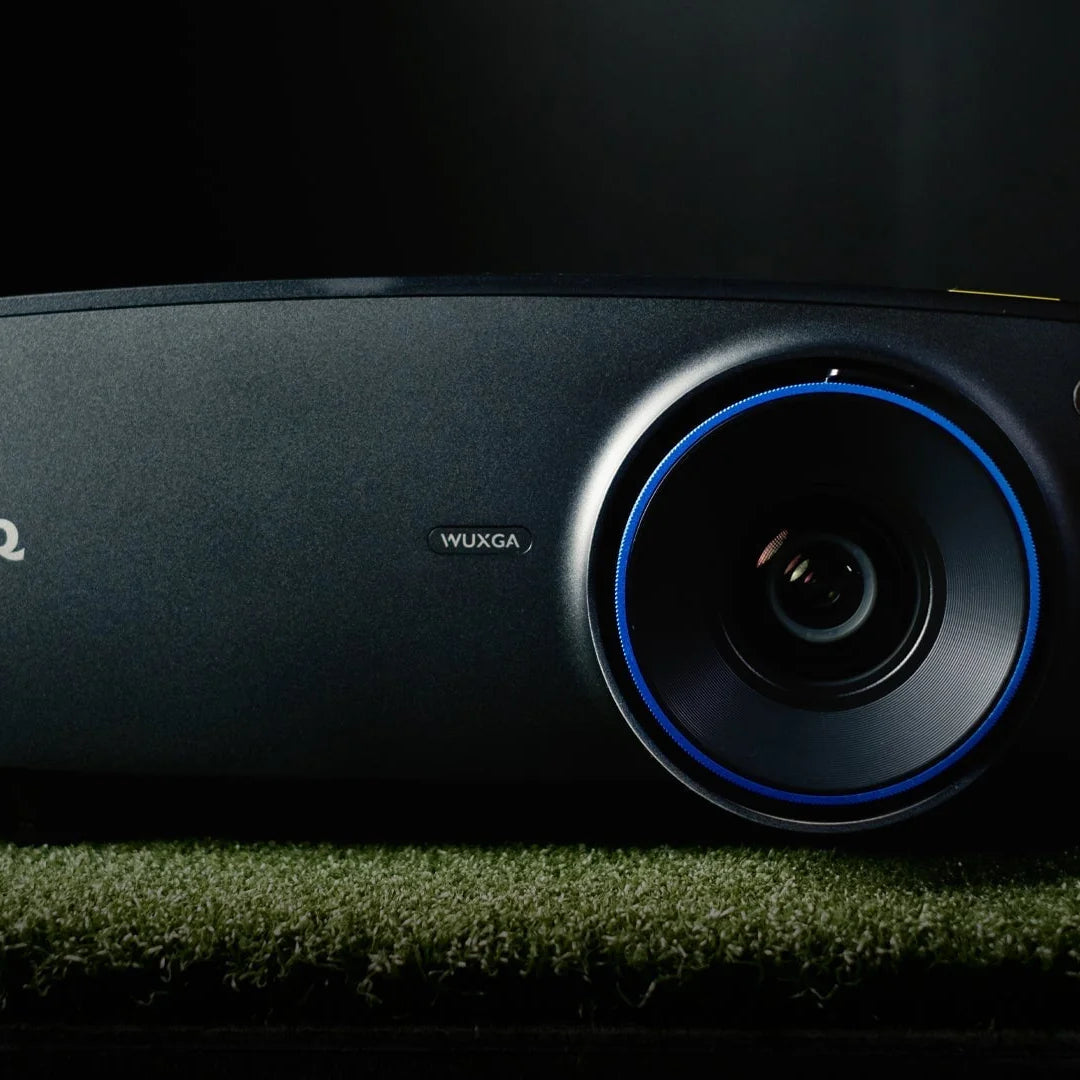 golf projector on grass black background