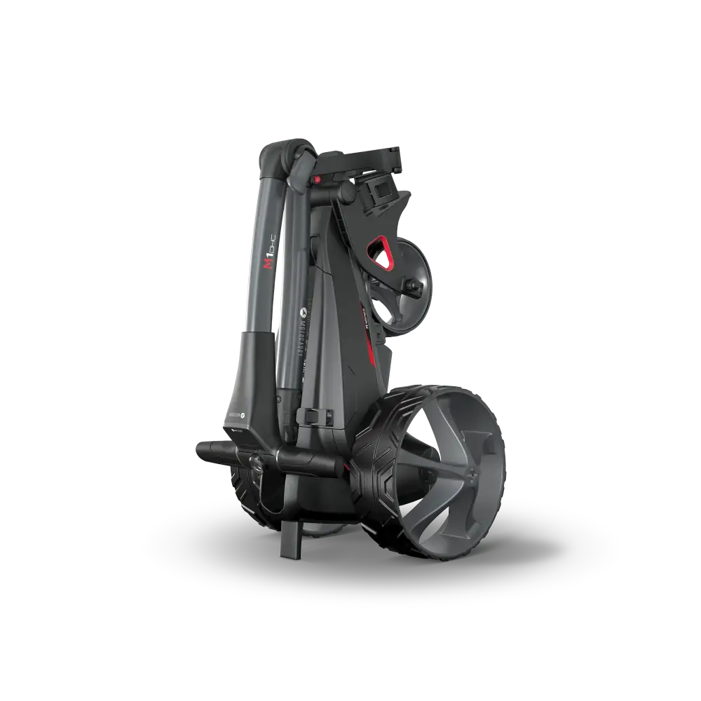 motorised golf caddy folded upright view