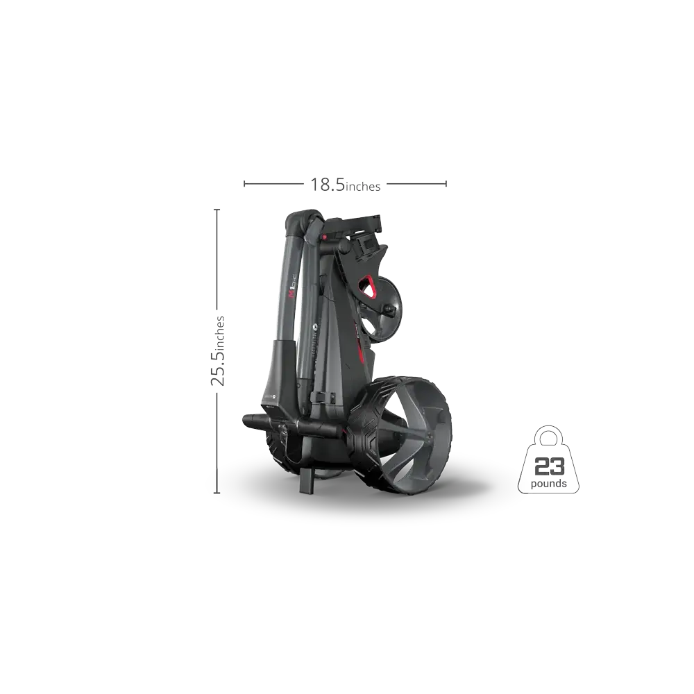 motocaddy m1 folded upright dimension shot