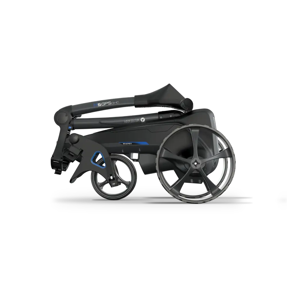 electric golf push cart with remote folded view