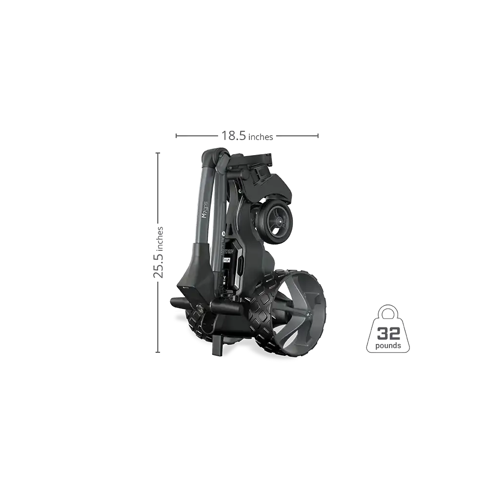 electric caddy cart folded upright with dimensions