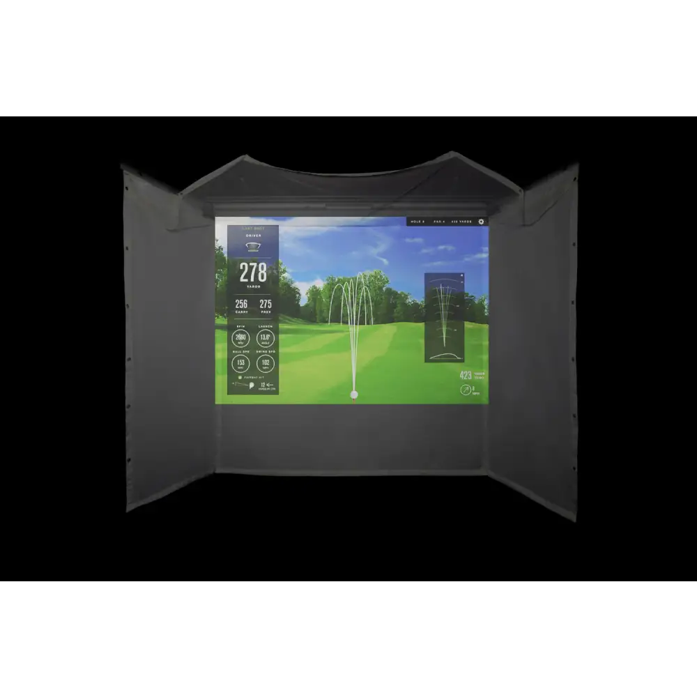 diy golf simulator enclosure front view black background