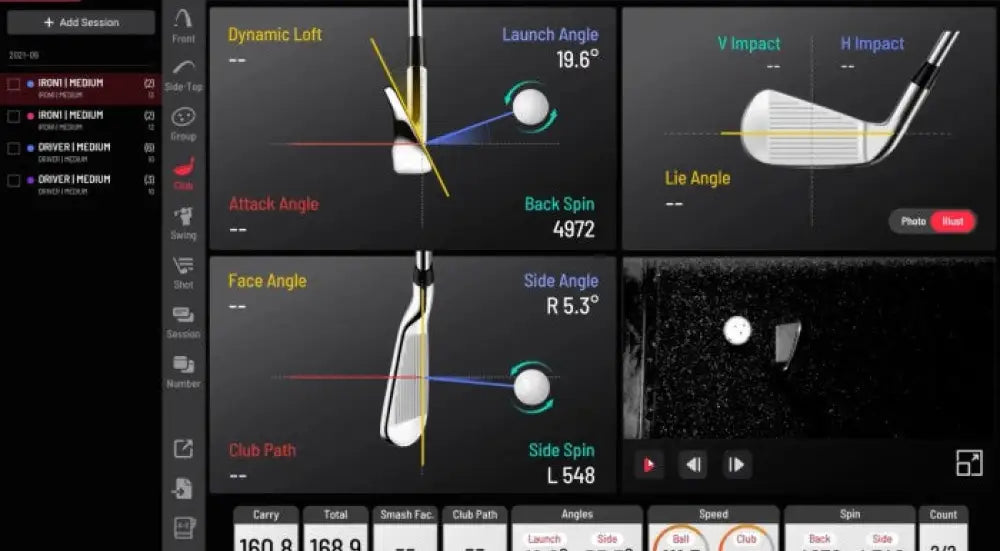 golf swing camera setup software view