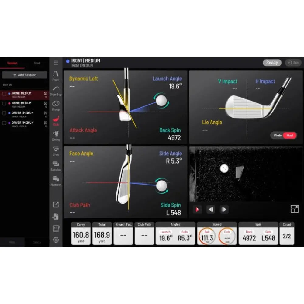 golf swing camera setup software view