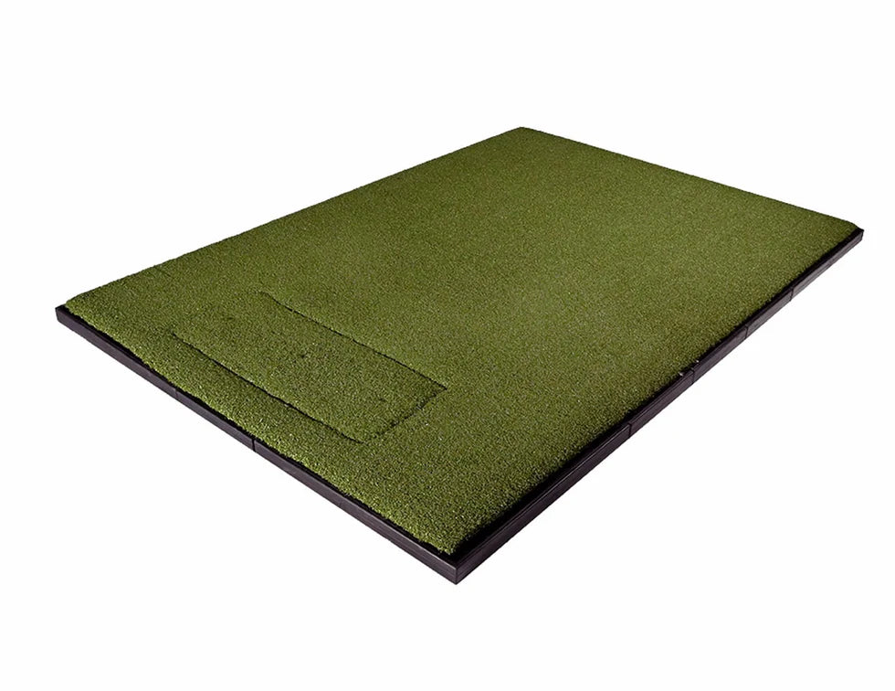 golf simulator mat diagonal view with white background
