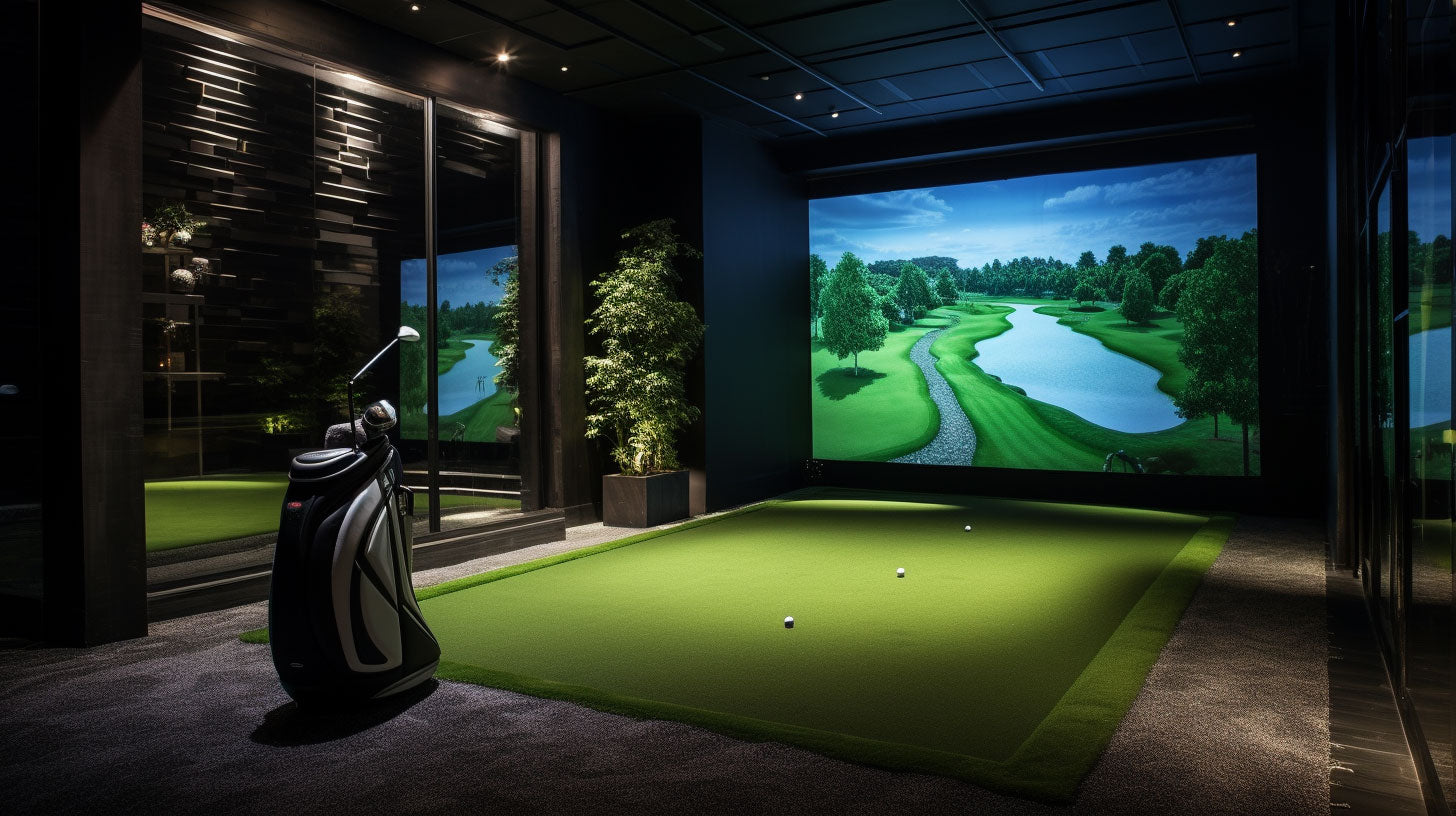 good golf simulator full basement setup