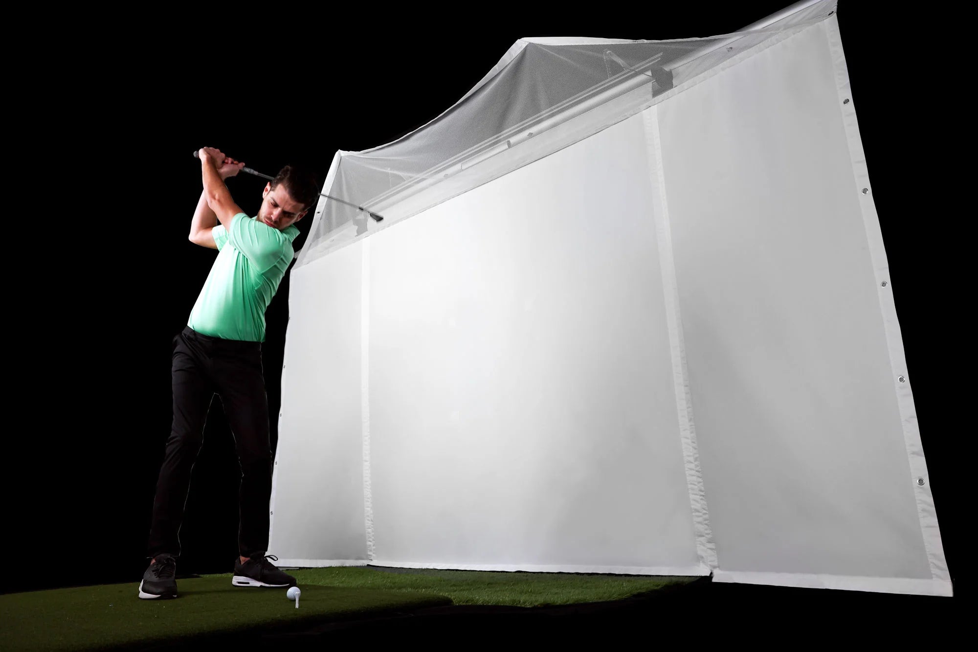 golf simulator bay side view